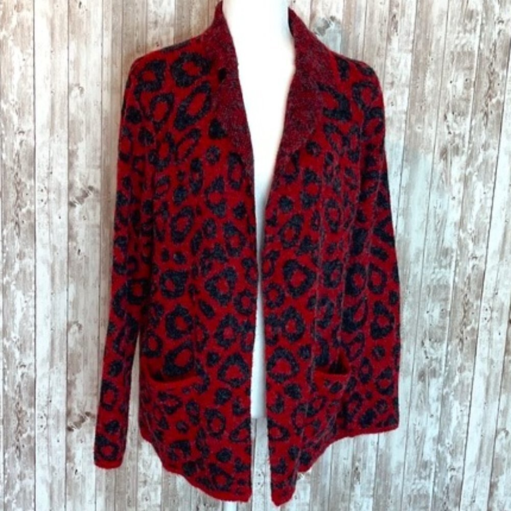 Joseph A. Red & Black Cardigan Sweater size XS